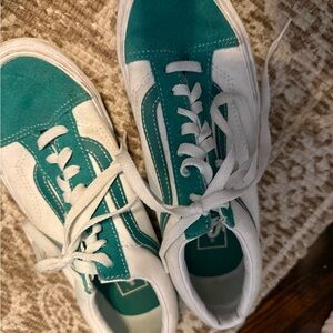 Vans Teal and White Suede Sneakers